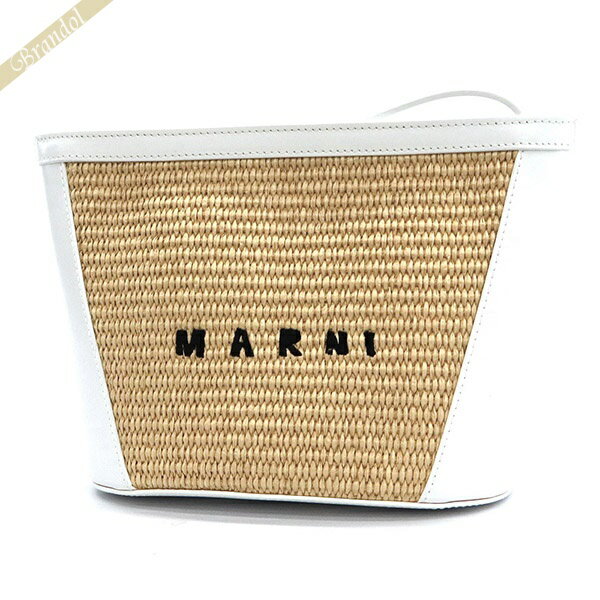マルニ ハンドバッグ MARNI ロゴ ポーチ かごバッグ ホワイト×ナチュラル PHMO0024Q0 P3860 Z0T01 | ブランド