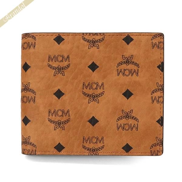 ▼▼エムシーエム 二つ折り財布 MCM メンズ ヴィセトス柄 モノグラム ライトブラウン MXSAAVI01 CO001