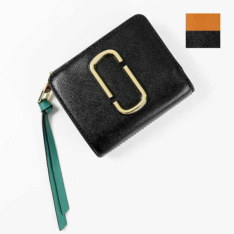 《最大3500円クーポン 3/7 23:59迄》マークジェイコブス 二つ折り財布 MARC JACOBS Snapshot スナップショット ミニ コンパクトウォレットブラック×ライトブラウン M0013360 0043 012 レディース | ブランド