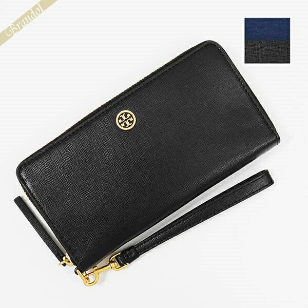 トリーバーチ 財布（レディース） 《クーポン配布中_23日13:59迄》トリーバーチ ラウンドファスナー長財布 TORY BURCH ストラップ付 ブラック レディース 84066 001 | ブランド