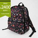 LeSportsac レスポートサック リュックサック BASIC BACKPACK ネオン風 キュート柄 ブラック系 7812 E481【最大2400円クーポン7/28 23:59迄】