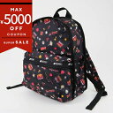 LeSportsac レスポートサック リュックサック BASIC BACKPACK ネオン風 キュート柄 ブラック系 7812 E481【最大5000円クーポ...