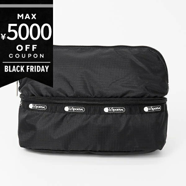 《最大5000円クーポン 11/21 23:59迄》レスポートサック ポーチ LeSportsac 無地 ブラック 3955 C509 レディース | ブランド