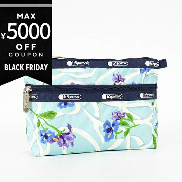 《最大5000円クーポン 11/21 23:59迄》レスポートサック ポーチ LeSportsac COSMETIC CLUTCH 花柄 ライトブルー系 レディース 7105 G823 | ブランド
