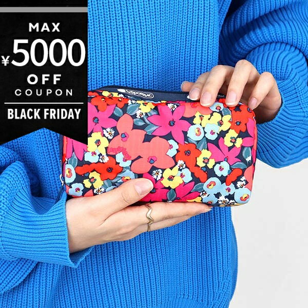《最大5000円クーポン 11/21 23:59迄》レスポートサック ポーチ LeSportsac RECTANGULAR COSMETIC 花柄 ピンク系マルチカラー×ネイビー 6511 F665 レディース | ブランド