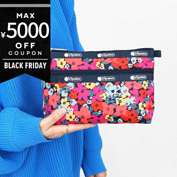 《最大5000円クーポン 11/21 23:59迄》レスポートサック ポーチ LeSportsac COSMETIC CLUTCH 花柄 ピンク系マルチカラー×ネイビー 7105 F665 レディース | ブランド