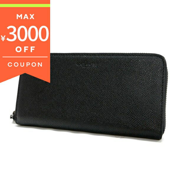 《最大3000円クーポン 12/1 23:59迄》コーチ 長財布 COACH メンズ ラウンドファスナー クロスグレイン レザー ブラック F58107 BLK | ブランド