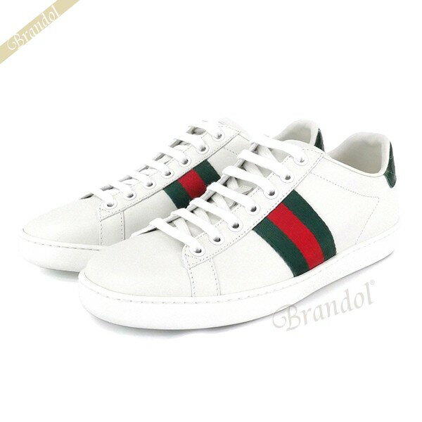 《最大3000円クーポン_6日23:59迄》グッチ スニーカー GUCCI レディース Ace エース ウェビングライン レザースニーカー ホワイト×グリーン×レッド 387993 A3830 9071 | ブランド