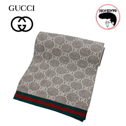 【中古】GUCCI グッチ マフラー グレージュ