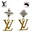 【中古】 Louis Vuitton ルイヴィトン ピアス M01287 パンダントLV アイコニック フラワー モノグラム ゴールド