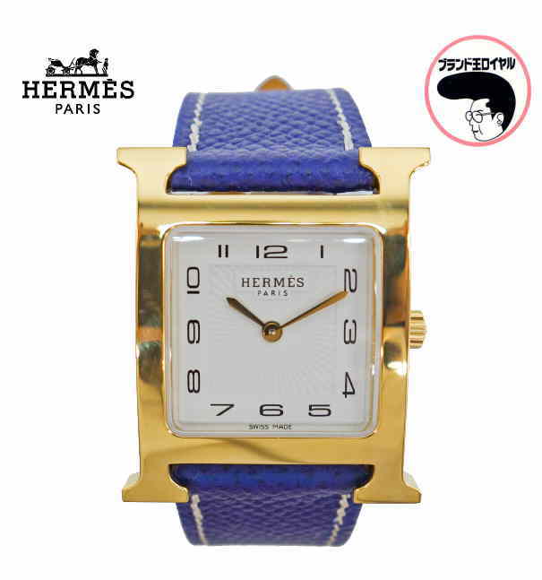 【中古】HERMES エルメス HウォッチGM 時計 HH1.1510 ゴールド ブルーレザー メンズ レディース