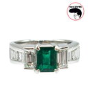 PT900 プラチナ エメラルド ダイヤリング 指輪 5月の誕生石 E1.02ct D1.28ct