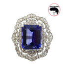タンザナイト リング ダイヤモンド Pt900 プラチナ スクエア 13.246ct 1.76ct ゴージャス