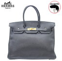 【中古】HERMES エルメス バーキン35 クレマンス 黒 ゴールド金具