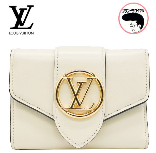 【中古】未使用 LOUIS VUITTON ルイヴィトン ポルトフォイユ・コンパクト M69176 コンパクト財布 ホワイト ブルー LVロゴ