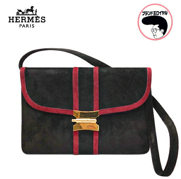 【中古】HERMES エルメス ショルダー スエード ブラック ヴィンテージ レア