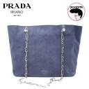 【中古】PRADA プラダ スエード チェーンショルダー ネイビー
