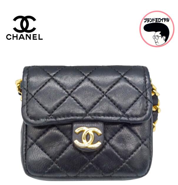CHANEL シャネル ミニミニマトラッセ チェーン バックチャーム ココマーク ブラック ゴールドチェーン【中古】