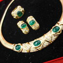 K18 エメラルドネックレス リング イヤリング セット カボション エメラルド ダイヤモンド 5月の誕生石