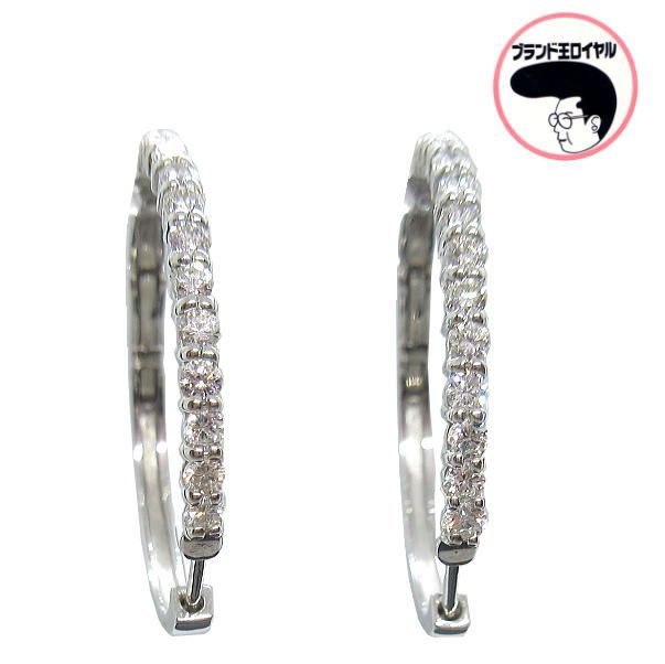 White Gold - フープピアス　ダイヤモンド　 K18WG　ホワイトゴールド　ダイヤ1.06ct 　ジュエリー