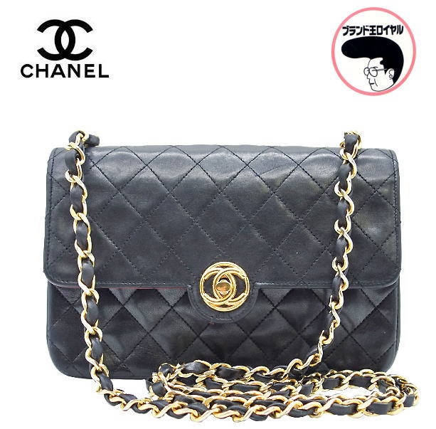 CHANEL シャネル ミニマトラッセ チェーンショルダーバッグ ターンロック ブラック ゴールドチェーン【中古】