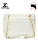 【中古】CHANEL シャネル チェーンショルダーバッグ ホワイト トート CCマーク