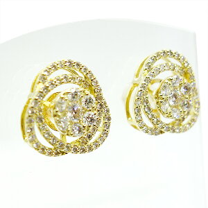 ダイヤモンドピアス0.5ct×2K18YGイエローゴールドダイヤモンドレディースフラワー