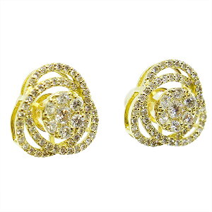 ダイヤモンドピアス0.5ct×2K18YGイエローゴールドダイヤモンドレディースフラワー
