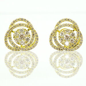 ダイヤモンドピアス0.5ct×2K18YGイエローゴールドダイヤモンドレディースフラワー