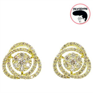 ダイヤモンドピアス0.5ct×2K18YGイエローゴールドダイヤモンドレディースフラワー