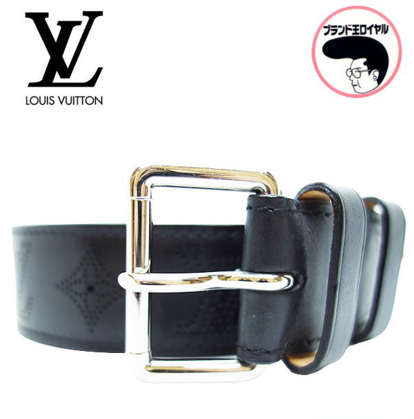 【中古】Louis Vuitton　ルイヴィトン　ベルト　サンチュール・ペルフォ　ブラック　メンズ　黒×シルバー