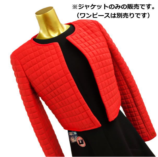 【中古】CHANEL シャネル チョコバー キルティングジャケット 赤 ショート丈 2