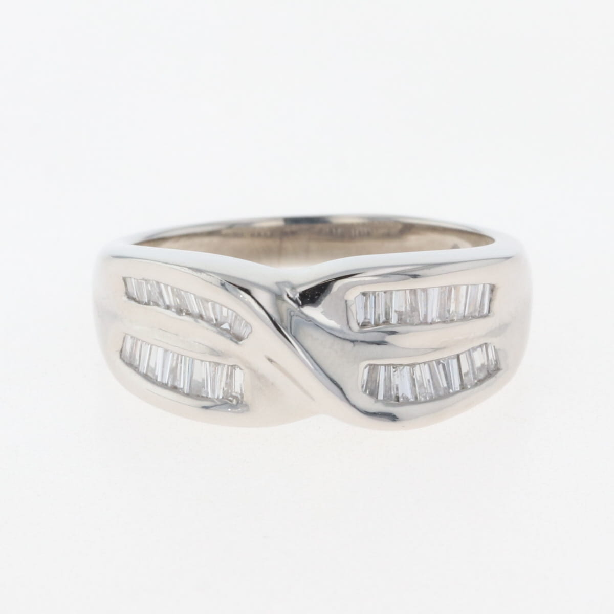 【ラッピング可】 メレダイヤ デザインリング プラチナ 指輪 リング 10.5号 Pt850 ダイヤモンド レディース 【中古】 msp29