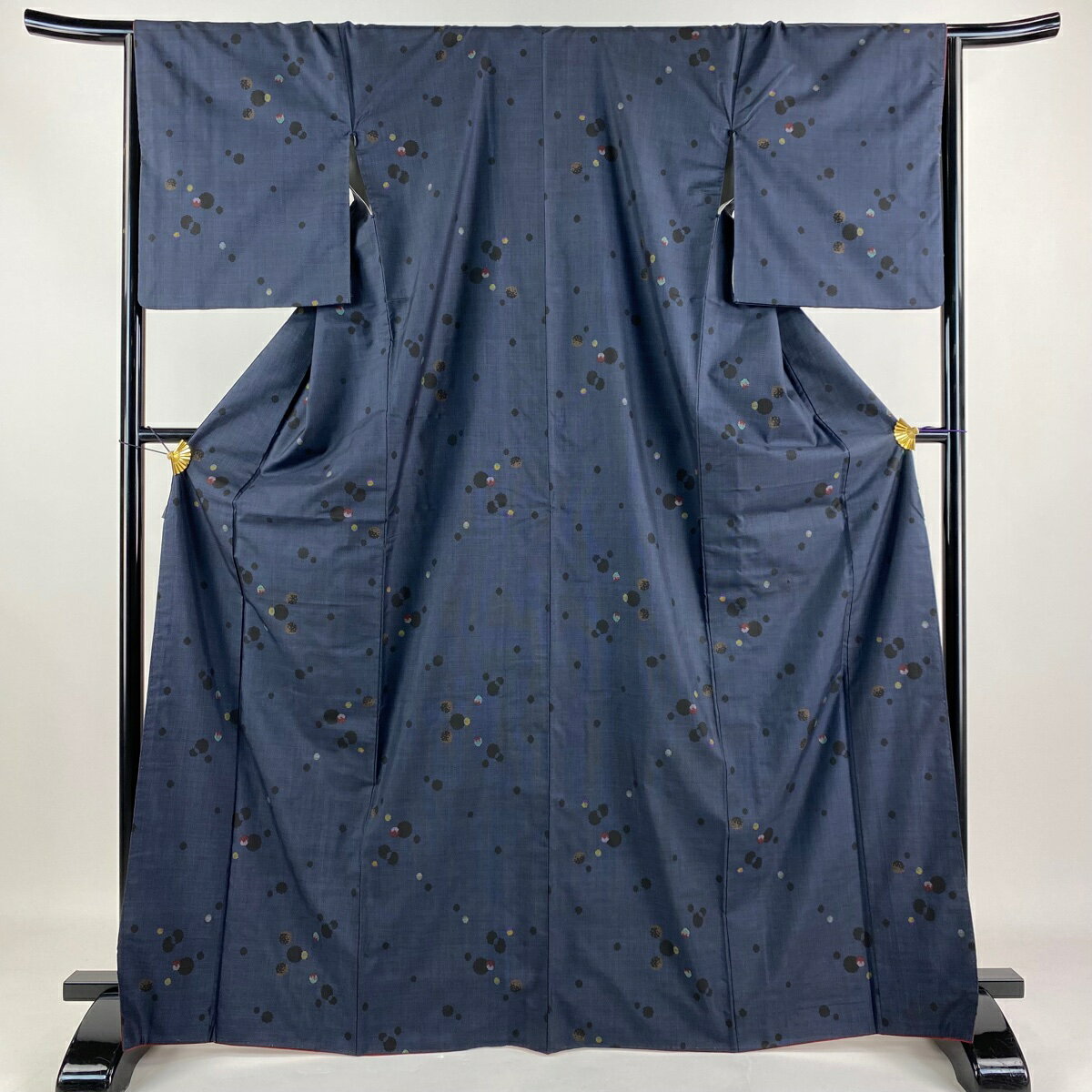 色無地 身丈162cm 裄丈67.5cm L 薄物 絽 灰紫 正絹 美品 