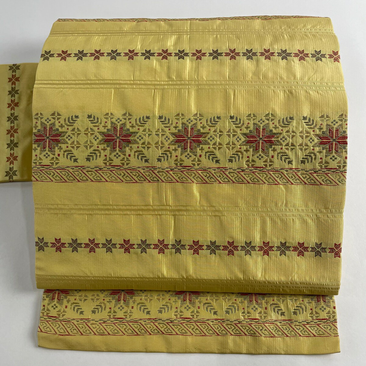 名古屋帯 優品 華文 金糸 黄色 正絹 【中古】 msp50のサムネイル