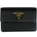 【ラッピング可】プラダ PRADA ロゴ カードケース 名刺入れ サフィアーノレザー ネロ(ブラック) 1M0881 レディース 【中古】