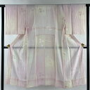 長襦袢 身丈130.5cm 裄丈62cm S 葉 地紋 ぼかし 薄ピンク 正絹 美品 秀品 【中古】