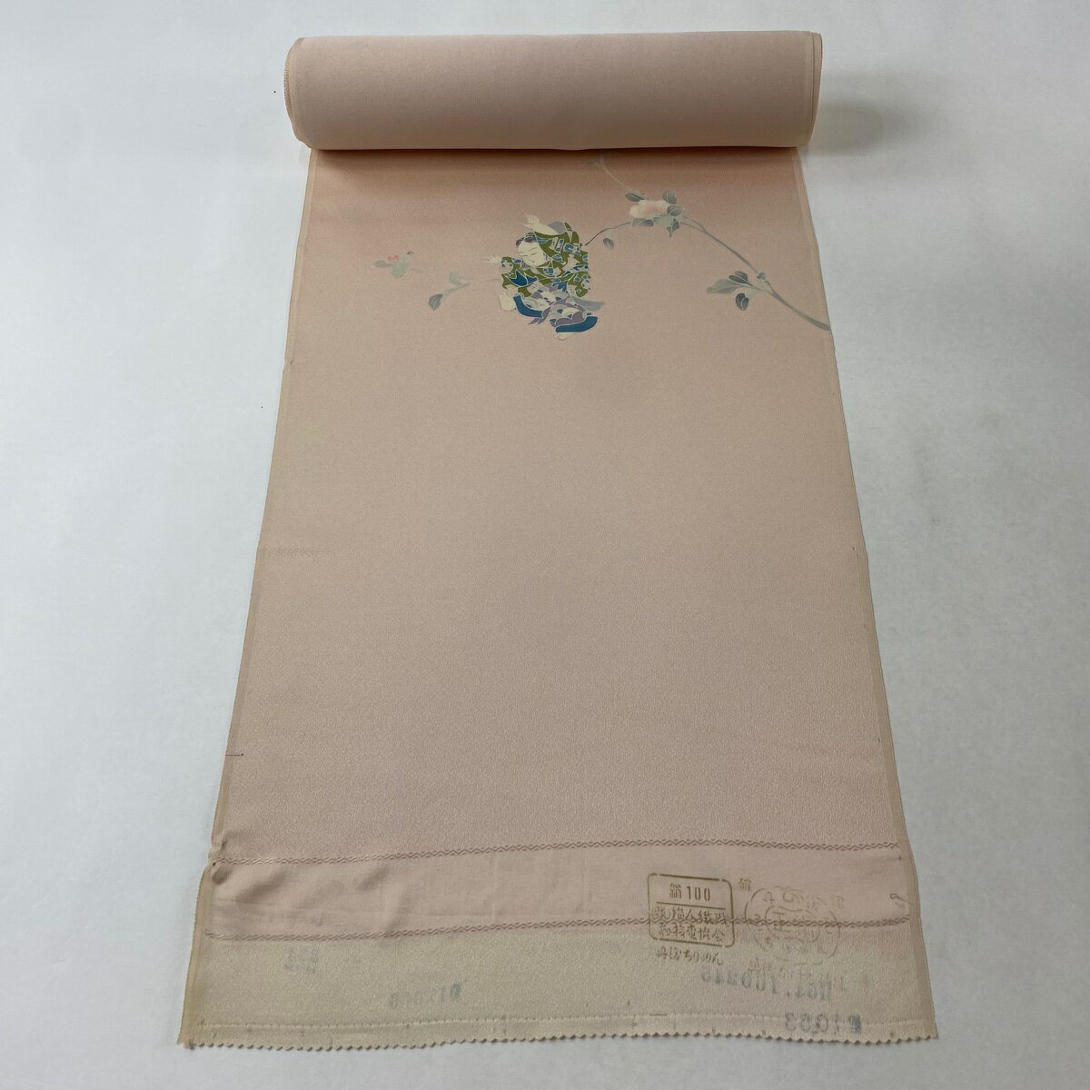 反物 秀品 付下げ 唐子 枝花 薄小豆 正絹 【中古】 msp70