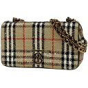 バーバリー BURBERRY スモールローラ チェーン ショルダーバッグ TB チェック柄 ショルダーバッグ ファブリック ベージュ レディース 【中古】