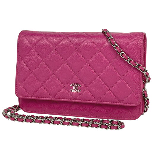シャネル CHANEL ココマーク チェーン ウォレット CC 斜め掛け ショルダーバッグ キャビアスキン ピンク レディース 【中古】 シャネル CHANEL ココマーク チェーン ウォレット CC 斜め掛け ショルダーバッグ キャビアスキン ピンク レディース 【中古】