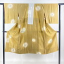 長襦袢 身丈122cm 裄丈63cm S こけし 地紋 ぼかし 山吹茶色 正絹 名品 【中古】