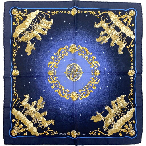 【ラッピング可】エルメス HERMES カレ 45 COSMOS 宇宙観 馬 スカーフ シルク ネイビー マルチカラー レディース 【中古】 【ラッピング可】エルメス HERMES カレ 45 COSMOS 宇宙観 馬 スカーフ シルク ネイビー マルチカラー レディース 【中古】