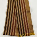 半幅帯 名品 縞 山吹茶色 正絹 【中古】