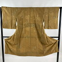 長襦袢 身丈120.5cm 裄丈63cm S 葉と実 地紋 山吹茶色 正絹 美品 秀品 【中古】