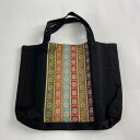 和装バッグ 美品 名品 カジュアル 華文 鳥 黒 正絹 和装小物 【中古】
