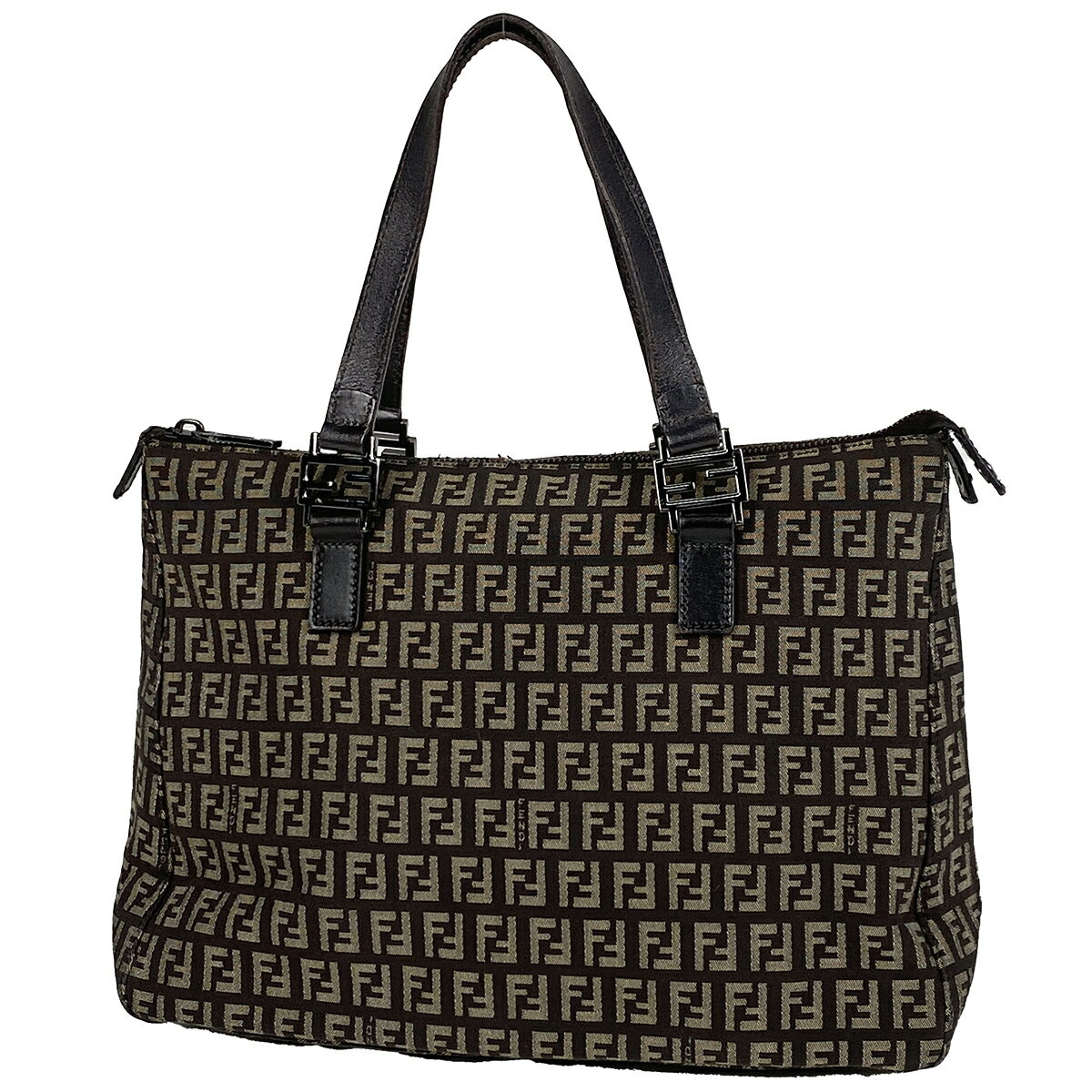 【最終値引き】 フェンディ FENDI ズッキーノ柄 ハンドバッグ トートバッグ ハンドバッグ キャンバス ブラウン 8BH134 レディース 【中古】 msp29