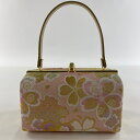 和装バッグ 美品 優品 フォーマル 雪輪 桜 金糸 箔 ピンク 正絹 和装小物 【中古】