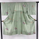 長襦袢 身丈122cm 裄丈63.5cm S うさぎ 桜 薄緑 正絹 名品 【中古】