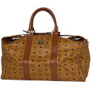 エム・シー・エム MCM ロゴグラム ボストンバッグ ヴィセトス 2WAY ショルダーバッグ レザー ブラウン レディース 【中古】