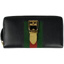 【ラッピング可】グッチ GUCCI シルヴィ ラウンドファスナー 長財布 ウェブ シェリーライン ラウンドジップ 長財布 レザー ブラック 476083 レディ...